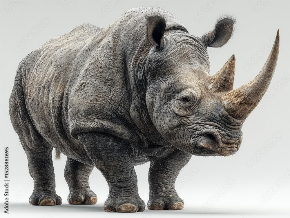 Fototapeta premium Realistic Digital Illustration of a Rhinoceros