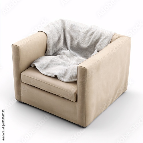3D furniture slipcover, providing protection against pet hair and dirt, ideal for pet owners, isolated on white.