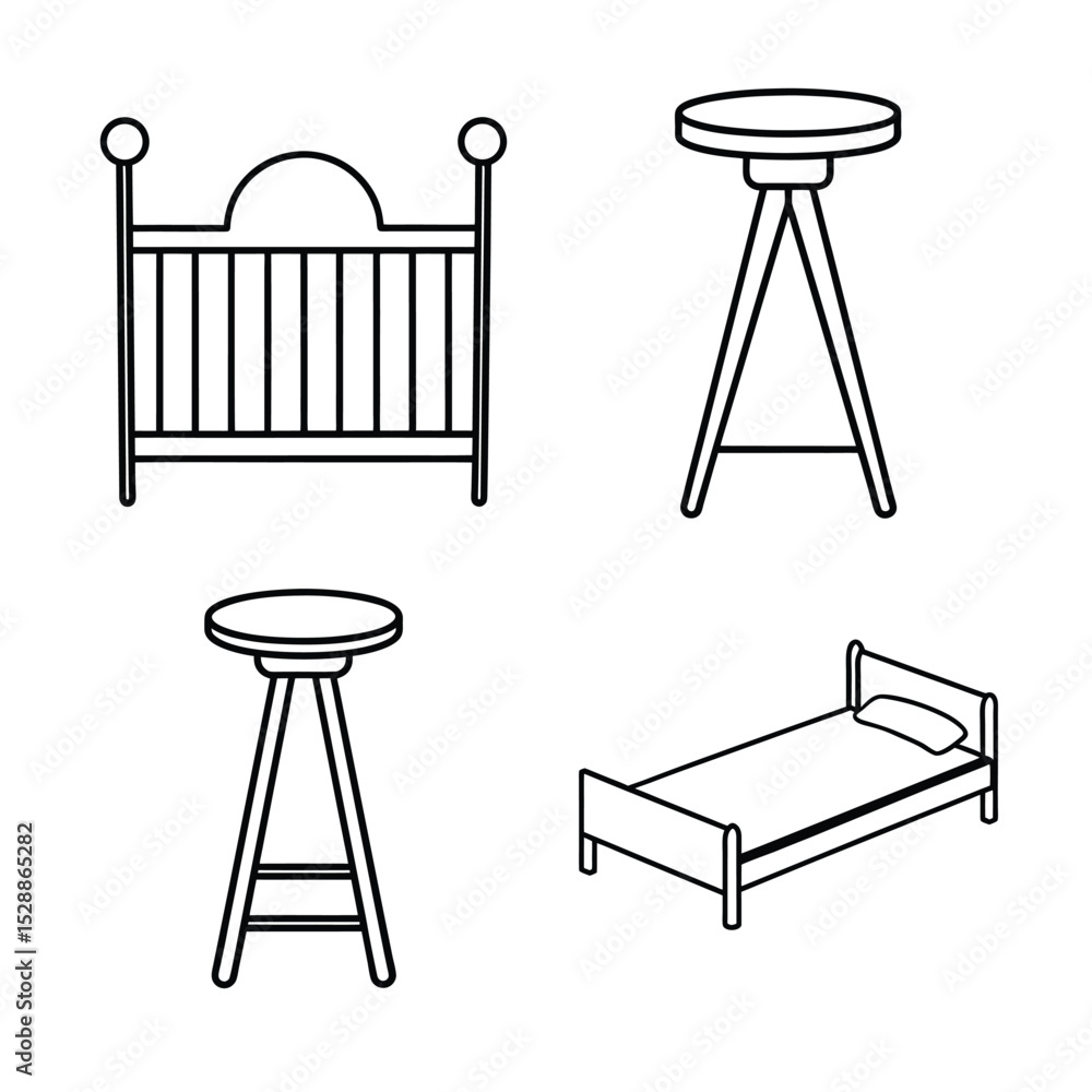 Fototapeta premium furniture line art bundle design
