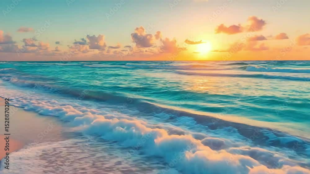Golden Summer Sunrise over Calm Ocean Horizon Golden Summer Sunrise over Calm Ocean Horizon