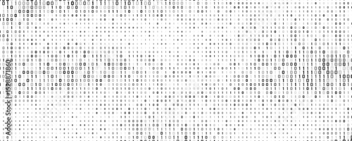 Minimalist binary code with random black digits 0 and 1 on white backdrop. Data processing with programming. Coding concept for scientific technology presentation. Vector illustration.