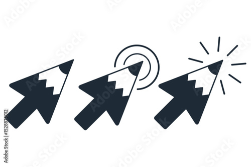 Computer mouse click cursor creativity. Vector linear icon illustration isolated on white background.