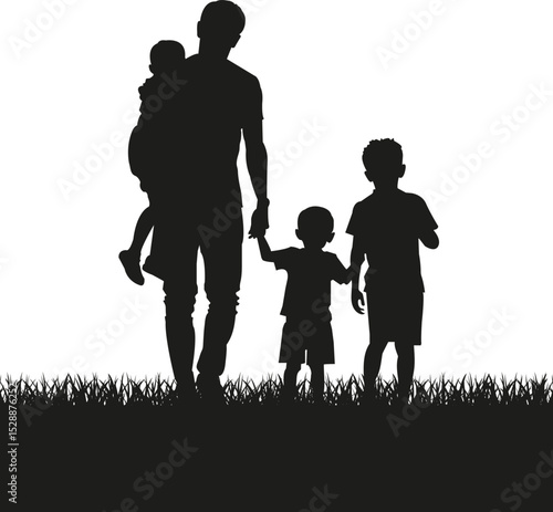 “Father with Child Vector – Loving Dad & Kid Silhouette for Father’s Day”

