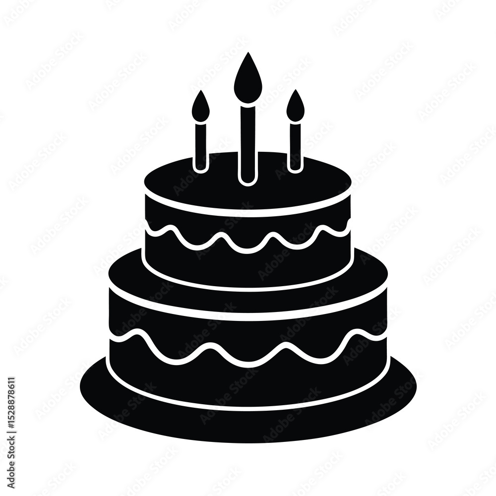 Vector Silhouette art of Birthday cake Vector Silhouette art of Birthday cake