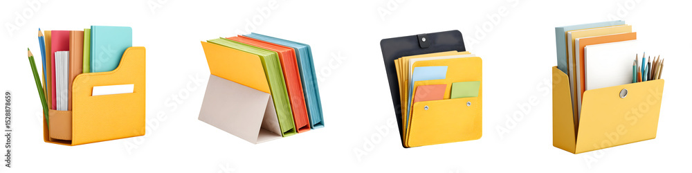 Organized office stationery and file folders Organized office stationery and file folders