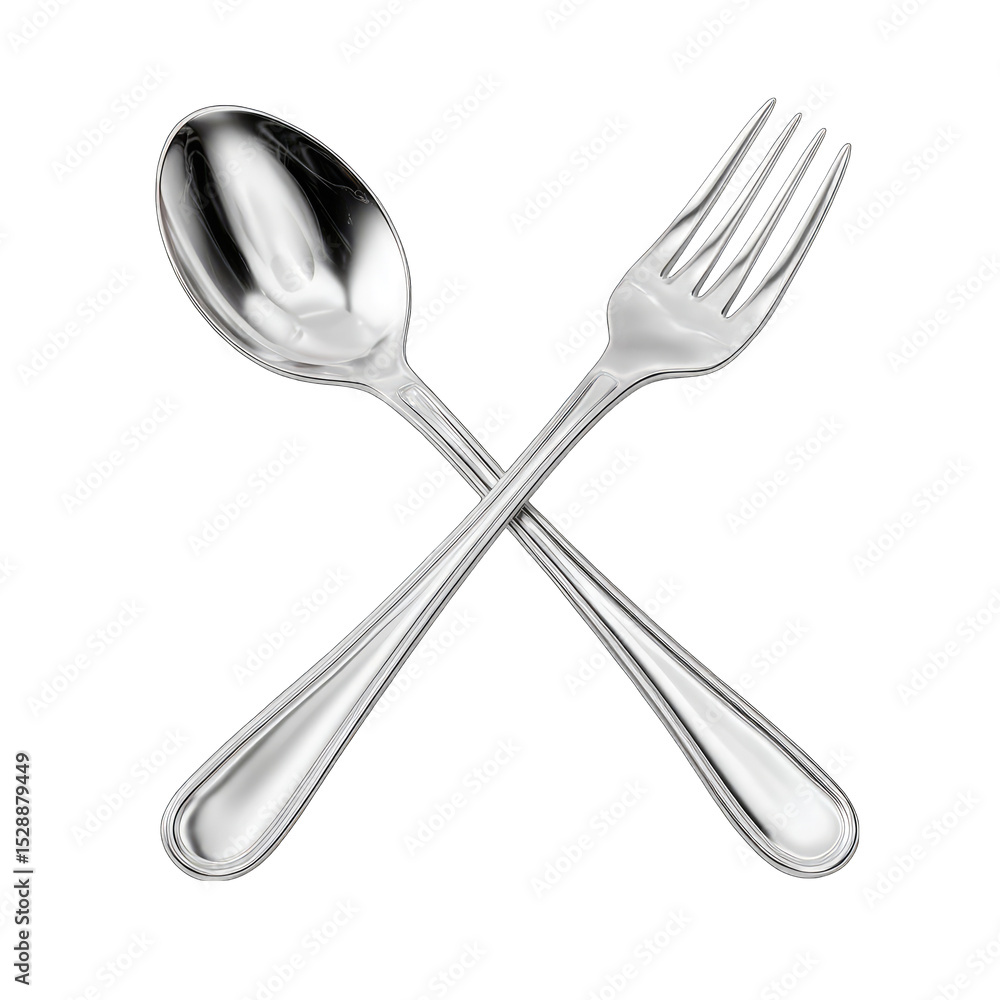 Crossed silver spoon and fork Crossed silver spoon and fork