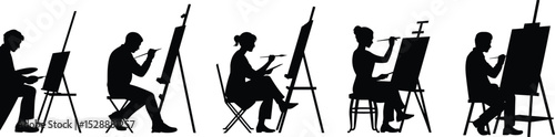 
Grass and flower silhouette design with black and white vector people sitting in music themed artistic background illustration