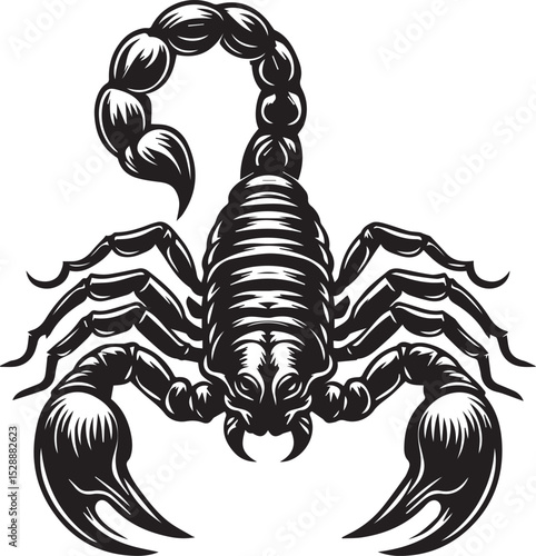 Black and White Scorpion Vector Illustration – Aggressive Insect Tattoo Design