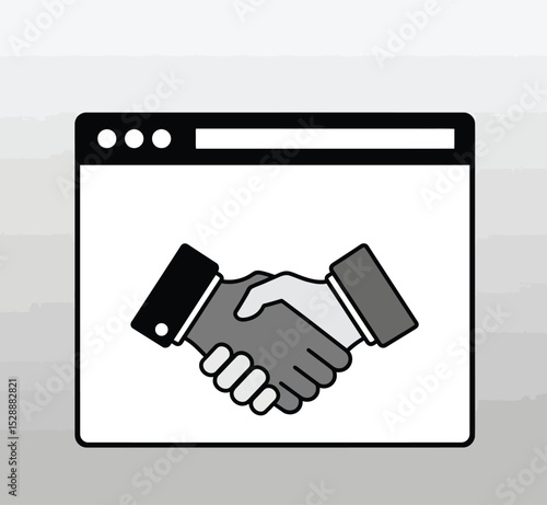 Handshake in browser window online business deal agreement