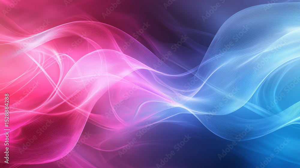Fototapeta premium Dynamic and Vibrant Abstract Background with Colorful Pink, Blue, and White Light Waves Creating Sense of Motion and Energy, Featuring Smooth Curves and Bright Colors for Futuristic and Modern Feel
