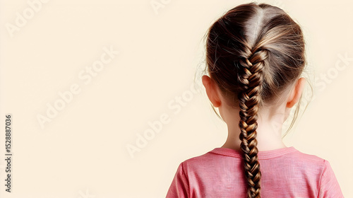 Child's back view with a large, intricate braid