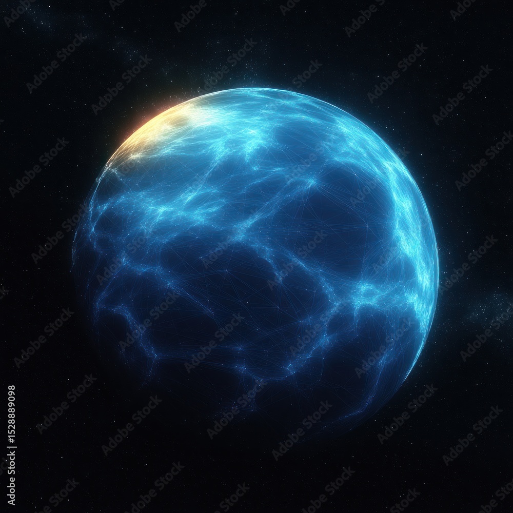 Obraz premium Cosmic blue sphere in space