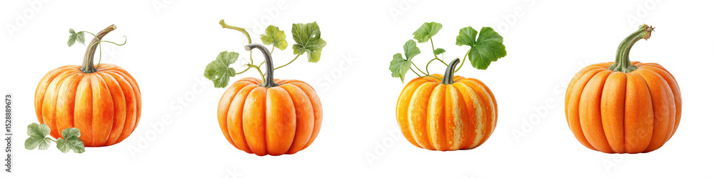 Obraz premium Assortment of orange pumpkins on a white background