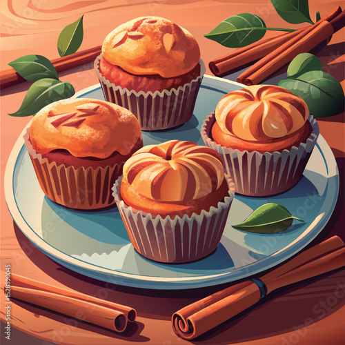 Delicious autumn cupcakes on a plate.