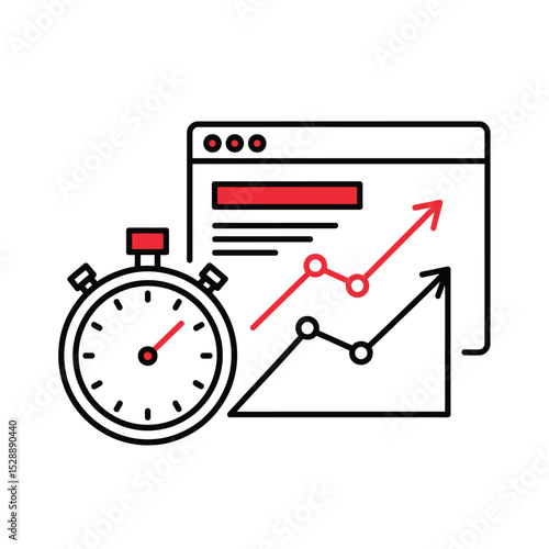 Website analytics growth time management stopwatch chart