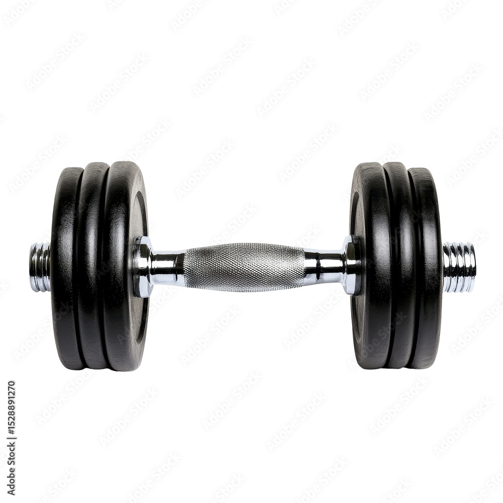 Fototapeta premium Dumbbell isolated on Transparent background for fitness and strength training exercises, dumbbell isolated onisolated on PNG background