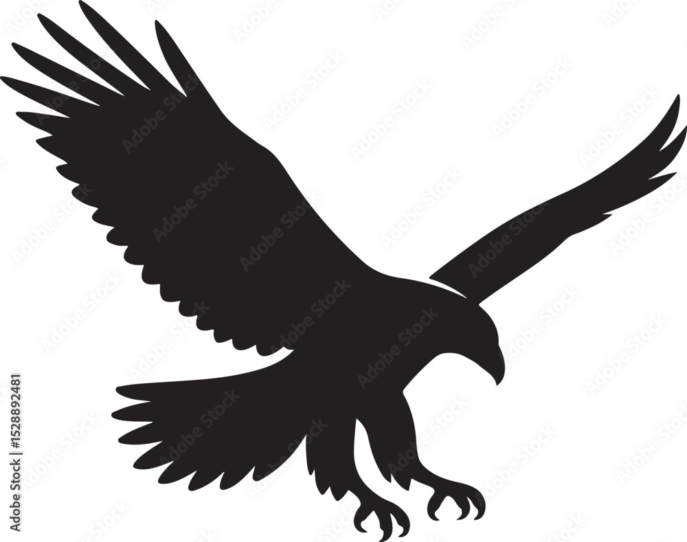 Fototapeta premium Soaring Eagle Silhouette Vector Graphic Powerful Bird of Prey Clip Art Freedom Strength Symbol PNG