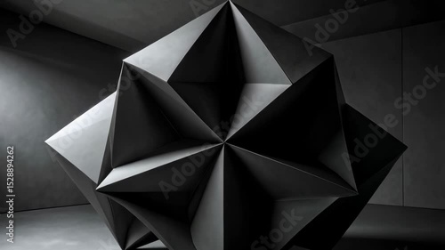 Wallpaper Mural Abstract geometric object in dark gray hues exhibiting sharp angles and symmetrical design within a simple interior, providing a modern aesthetic. Torontodigital.ca