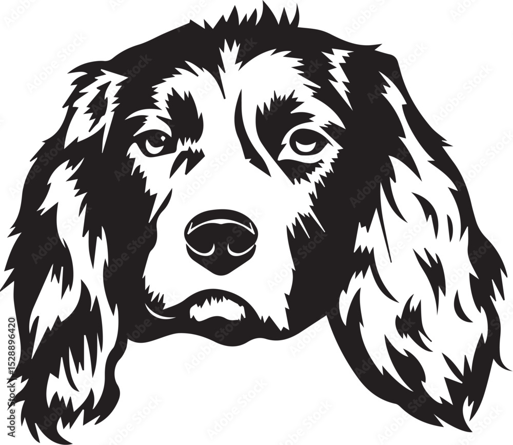 Fototapeta premium Print English Springer Spaniel Dog Head Vector Illustration
