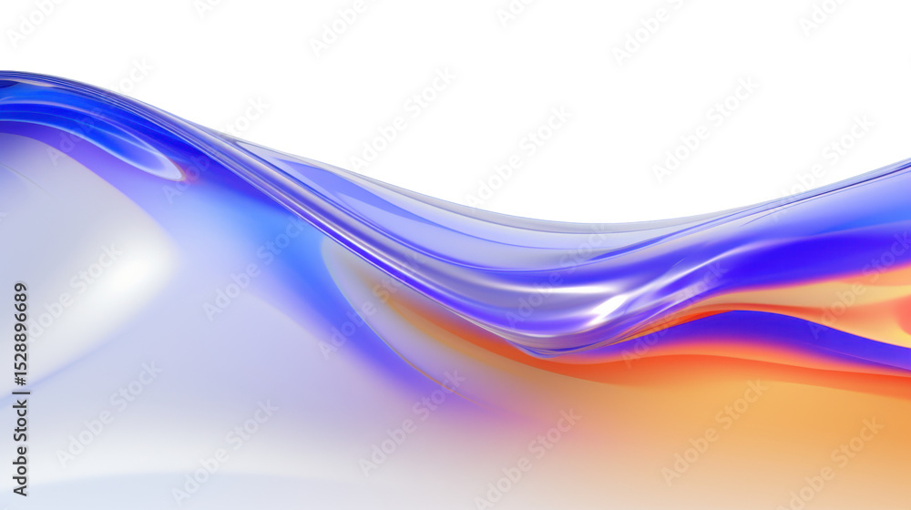 Naklejka premium Dynamic Blue and Orange Abstract Wave Pattern with Smooth Gradient and Transparent Background