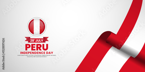 Peru flag for independence day banner background with blank space area