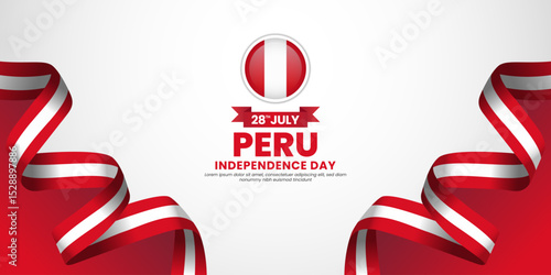 Peru independence day banner background 28 July design element with waving ribbon flag