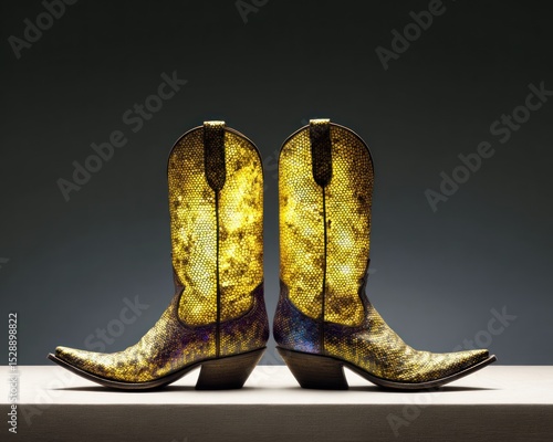 Pair of yellow-gold cowboy boots