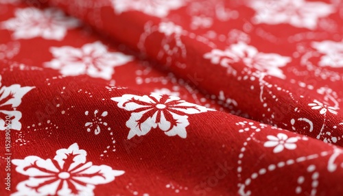 Intricate Batik Motif in Red and White with Emphasis on Surface Texture