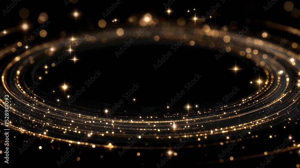 Obraz premium Sparkling Golden Galaxy Abstract Background with Lights and Swirls