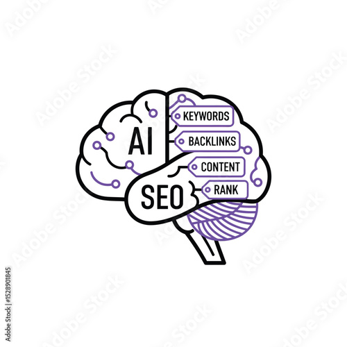 Ai powered seo brain concept illustration