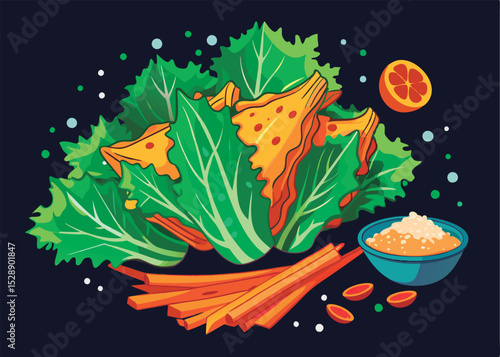 Delicious salad with orange slices and dressing.
