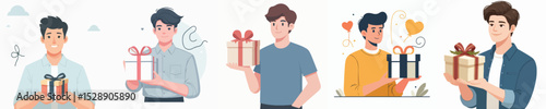 vector character holding gift