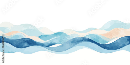 Calming Blue Waves Watercolor Art for Serene Wall Decor