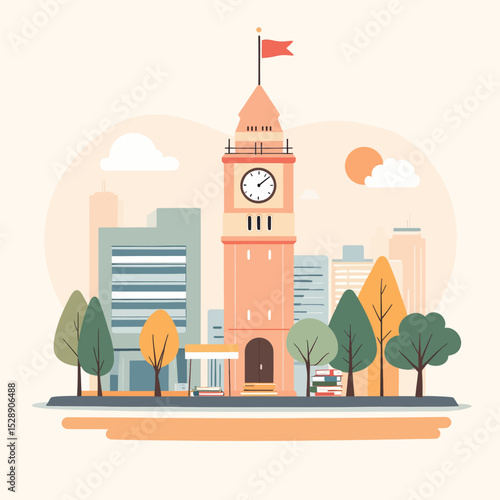 City Park Clock Tower in Autumnal Serenity