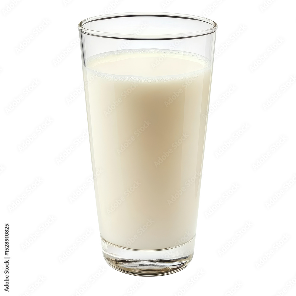 Glass of milk standing isolated on a clean white background showing freshness and simplicity, glass of milk isolated on white background Glass of milk standing isolated on a clean white background showing freshness and simplicity, glass of milk isolated on white background