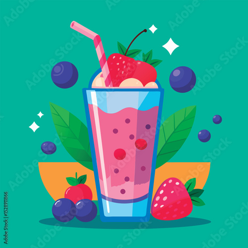 Delicious berry smoothie in a glass.
