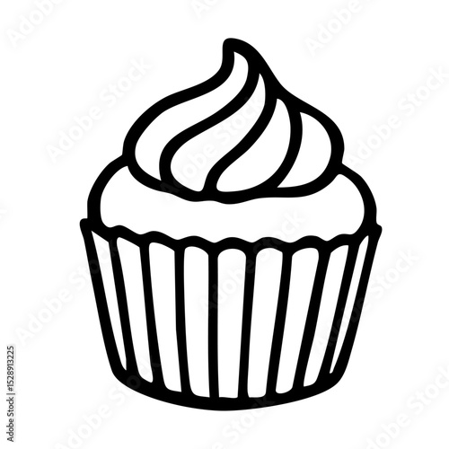 カップケーキ　線画　手書き