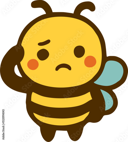 kawaii confused bee clipart