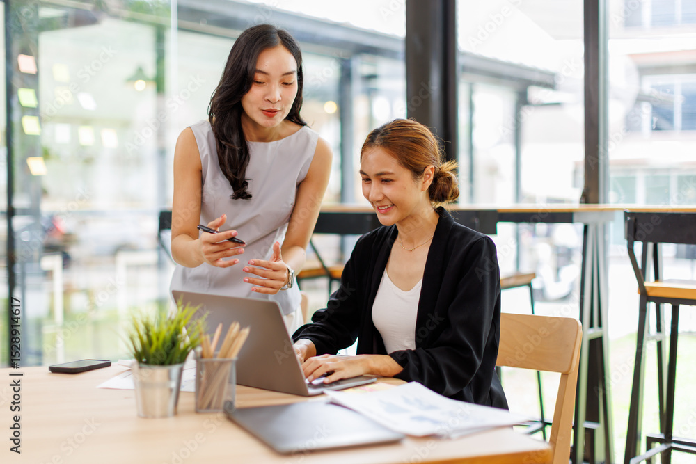 Finance and investment concept. Two Business asian women analyzing market data, financial graph report, economic growth, business strategy, planning and solution, risk management
Finance and investment concept. Two Business asian women analyzing market data, financial graph report, economic growth, business strategy, planning and solution, risk management