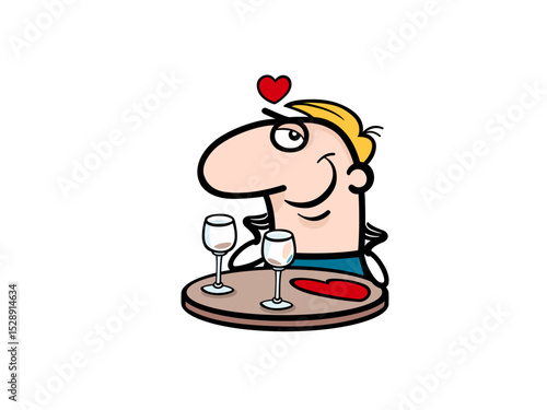 Illustration of cartoon illustration of a man on a date isolated on white background