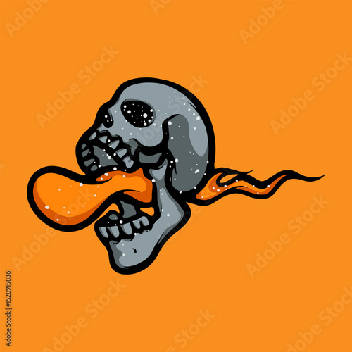 Flame breath skull cartoon vector illustration
