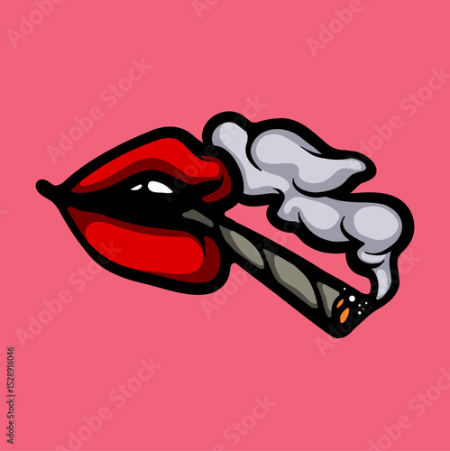Smoking mouth cartoon vector illustration