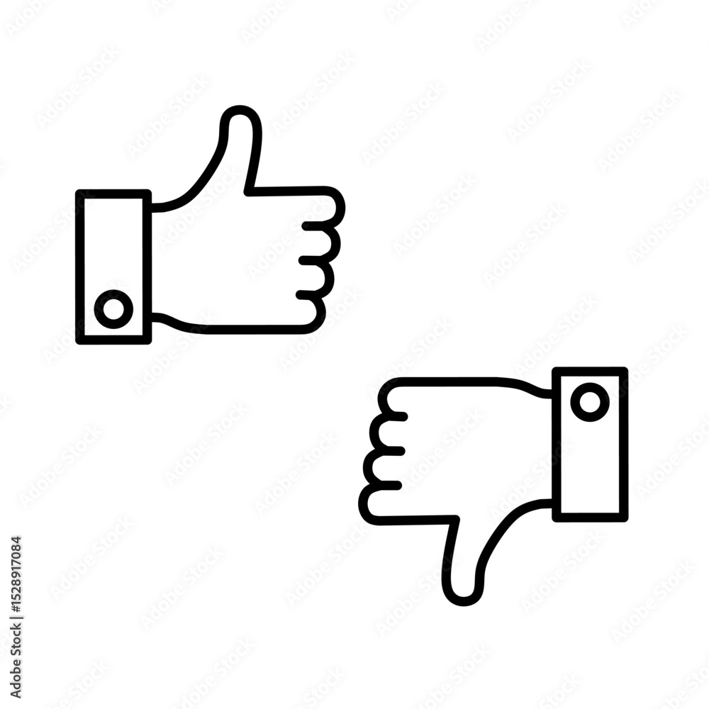 like and dislike icons. thumbs up and thumbs down icons on white background like and dislike icons. thumbs up and thumbs down icons on white background