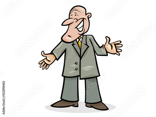 Illustration of cartoon illustration of a sly businessman in a suit isolated on white background