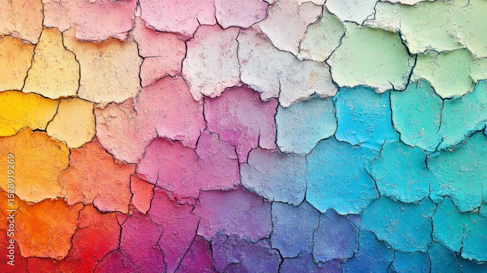 Obraz premium Abstract rainbow cracked paint texture background.