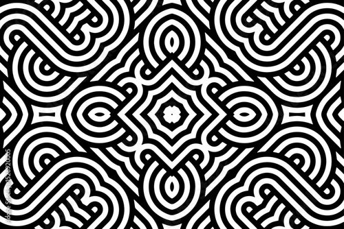 Geometric ethnic unique black white pattern. Template, stencil for laser cutting metal, wood carving, coloring, stained glass, logo. Ornaments, fresco, tiles of the East, Asia, India, Mexico, Aztec.