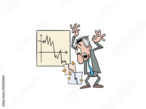 Businessman Panics Over Steep Financial Market Decline and Falling Stock Prices