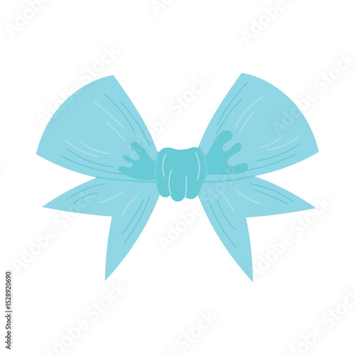 One vector element is a blue bow.Various hand-painted gift decorations on a white background. The silhouette of a satin gift bow