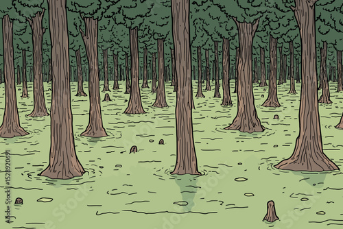 Flood in the forest landscape 