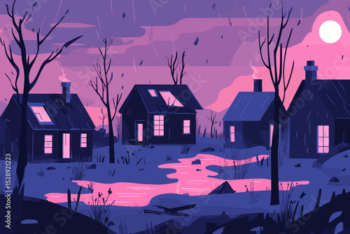 Flood in the village 